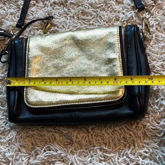 G.I.L.I Halo Metallic Crossbody Gold Black Leather NWOT - Picture 11 of 16